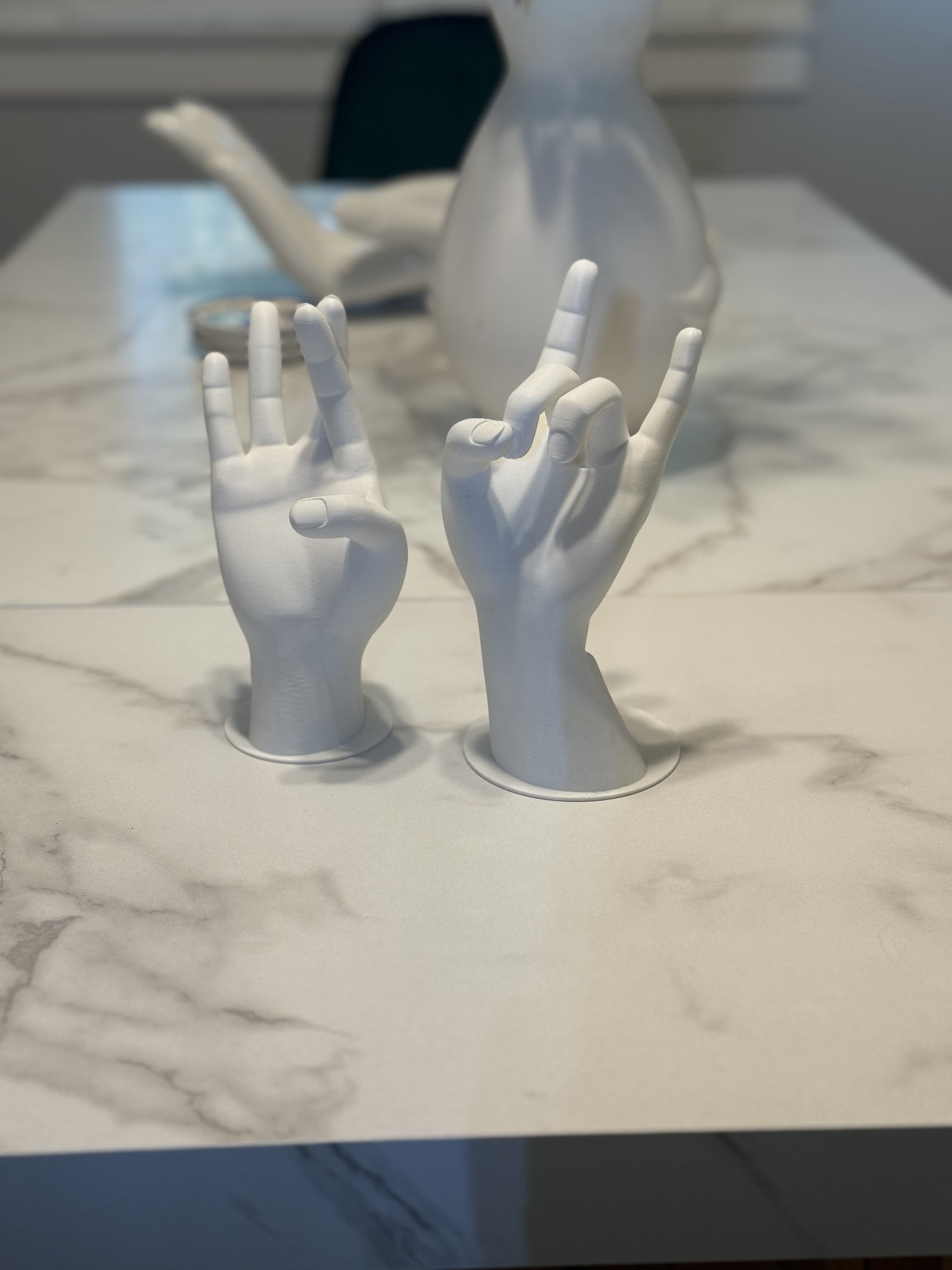 Front view of the Jewelry Hand Stand, shaped like an open hand, ideal for holding rings, bracelets, and necklaces